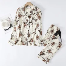 100% Viscose NEW Pajamas For Women 2021 Flower Print Home Clothes 2Pcs Set Sleepwear Female Tops+Pants Nighties Pijama Suit