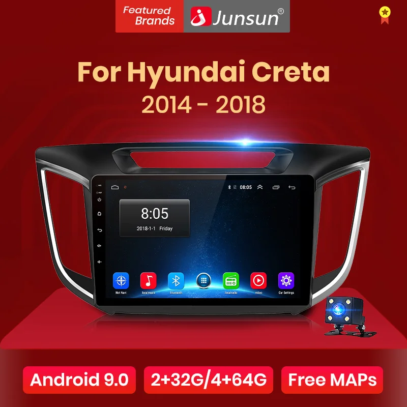 Junsun V1 2G+ 32G Android 8,1 для hyundai creta ix25- автомобильный Радио Мультимедиа Видео плеер навигация gps 2 din dvd