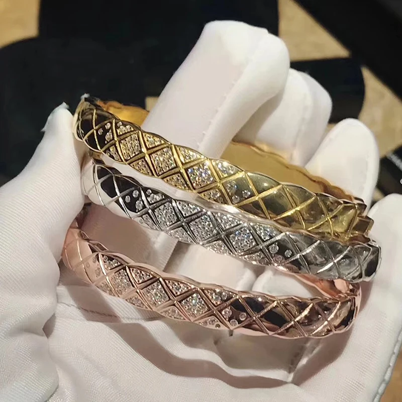 Знаменитый браслет bran с зернистой огранкой, браслет для женщин, розовое золото, серебро cz, геометрический браслет Lozenge, ювелирные изделия из стерлингового серебра 925 пробы