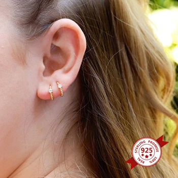 

925 Sterling Silver Huggie Hoop Earrings | Delicate Hoop Open Earrings | Minimalist Earrings | Gold Lightweight Hoops