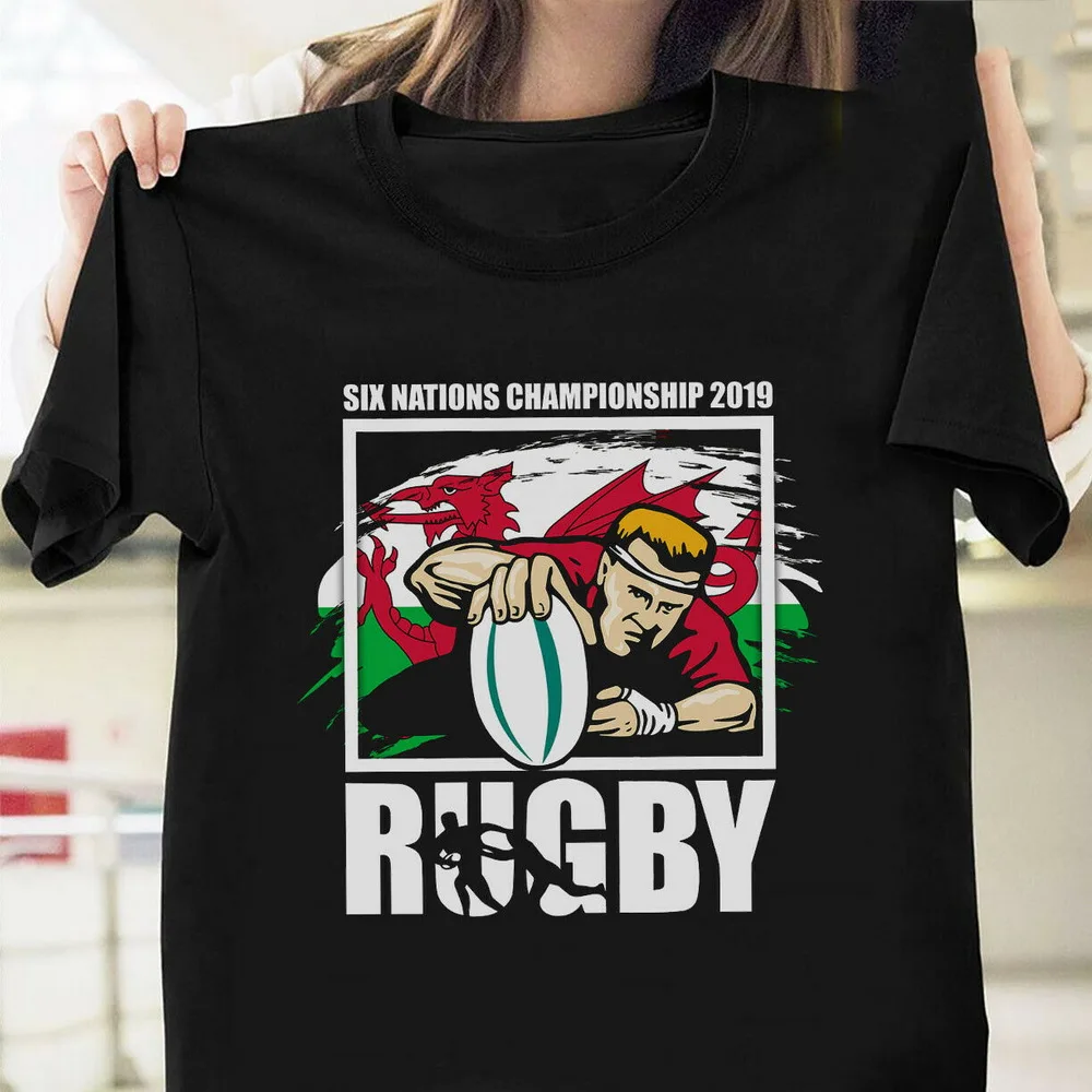 Wales Rugby Six Nation Championship футболка Черная Размер S-3Xl Забавный дизайн |
