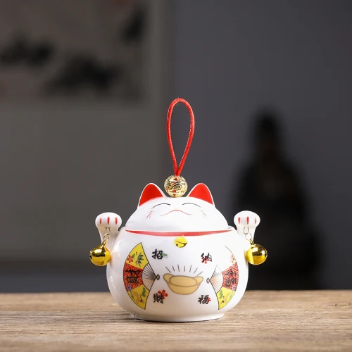 Чайник Lucky cat, керамический герметичный мини-контейнер для хранения, переносной чайник для путешествий, креативный Забавный подарок, чайная коробка, керамические банки с крышками - Цвет: white