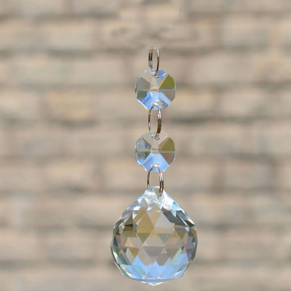 20mm Clear Glass Crystal Ball Prism Feng Shui Lamp Hanging Drop Chandelier Pendants DIY Home Wedding Pary Decor ,Pack of 10