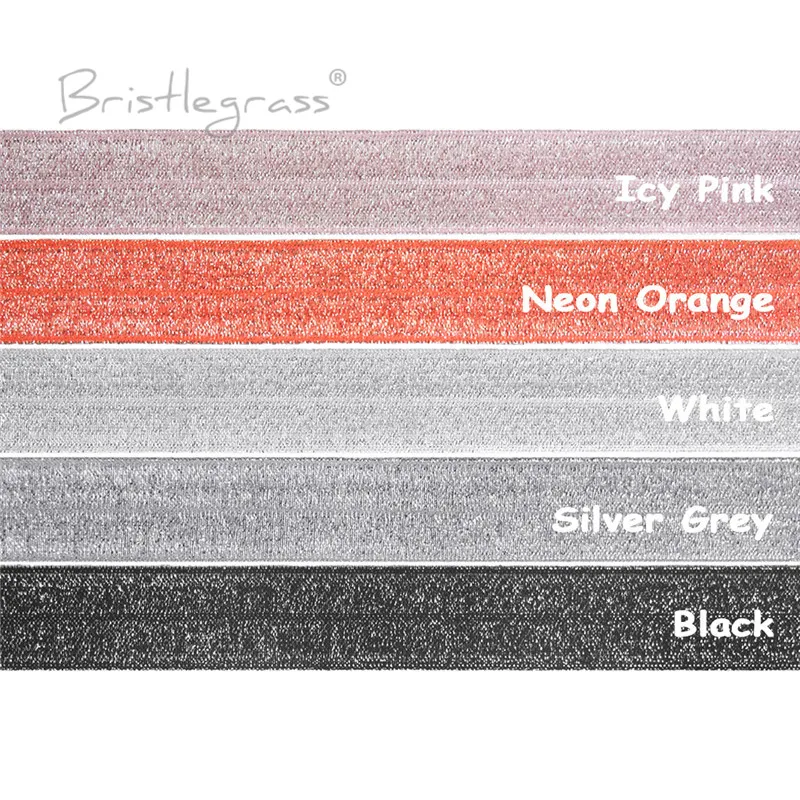 Borsten gras 2 5 10 50 3/4 Yard "20mm Silber Glitter Foldover elastisch Feind Spandex Band Haar gummi Stirnband Nähen Spitzen besatz – Detail 1