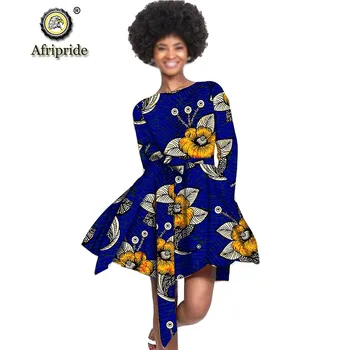 

2019 african dresses for women ankara print fabric dashiki outfits with belt mini party casual sexy dress AFRIPRIDE S1925098