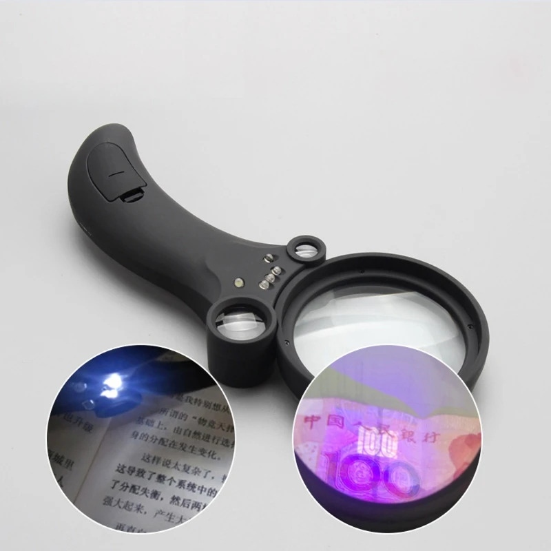 

Multipurpose Magnifier with 4LED +1 UV Lights High Magnification up to 55x