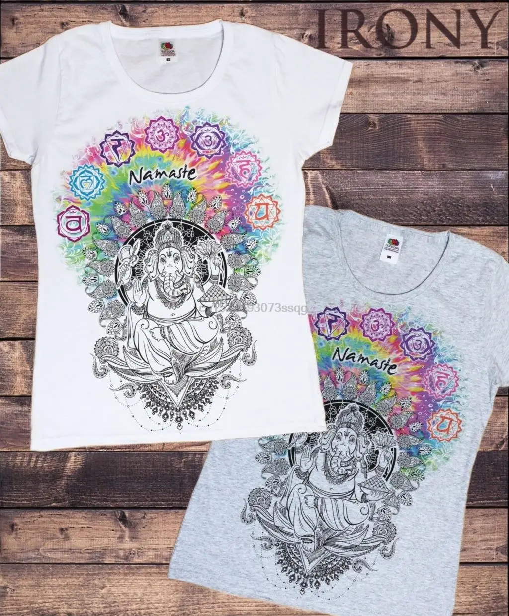 Женская белая футболка с нефритовым пламенем и Буддой TS656 Ganesh Namaste- Om | Мужская