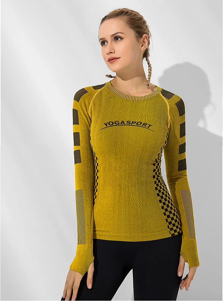 Slim Fit Yoga Top Elastic Sports Fitness Jersey Women Running T-shirt Yoga Shirts Sportswear Workout T-shirts Female Clothes