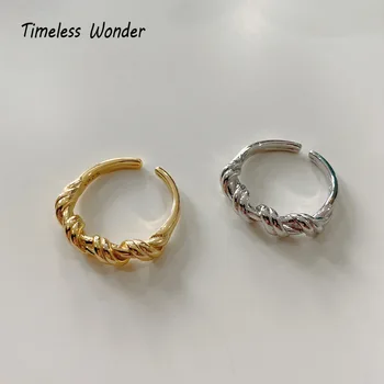 

Timeless Wonder 925 Sterling Sliver Geo Twist Statement Rings Women Jewelry Punk Gothic Top Ins Boho Designer Hip Hop Cute 5587