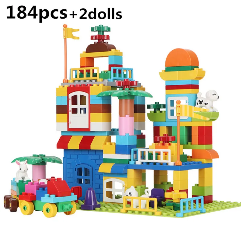 

184PCS City Creator House Building Blocks Compatible Duploed Cottage Creative Bricks Educational Baby Toys Chindren Gift