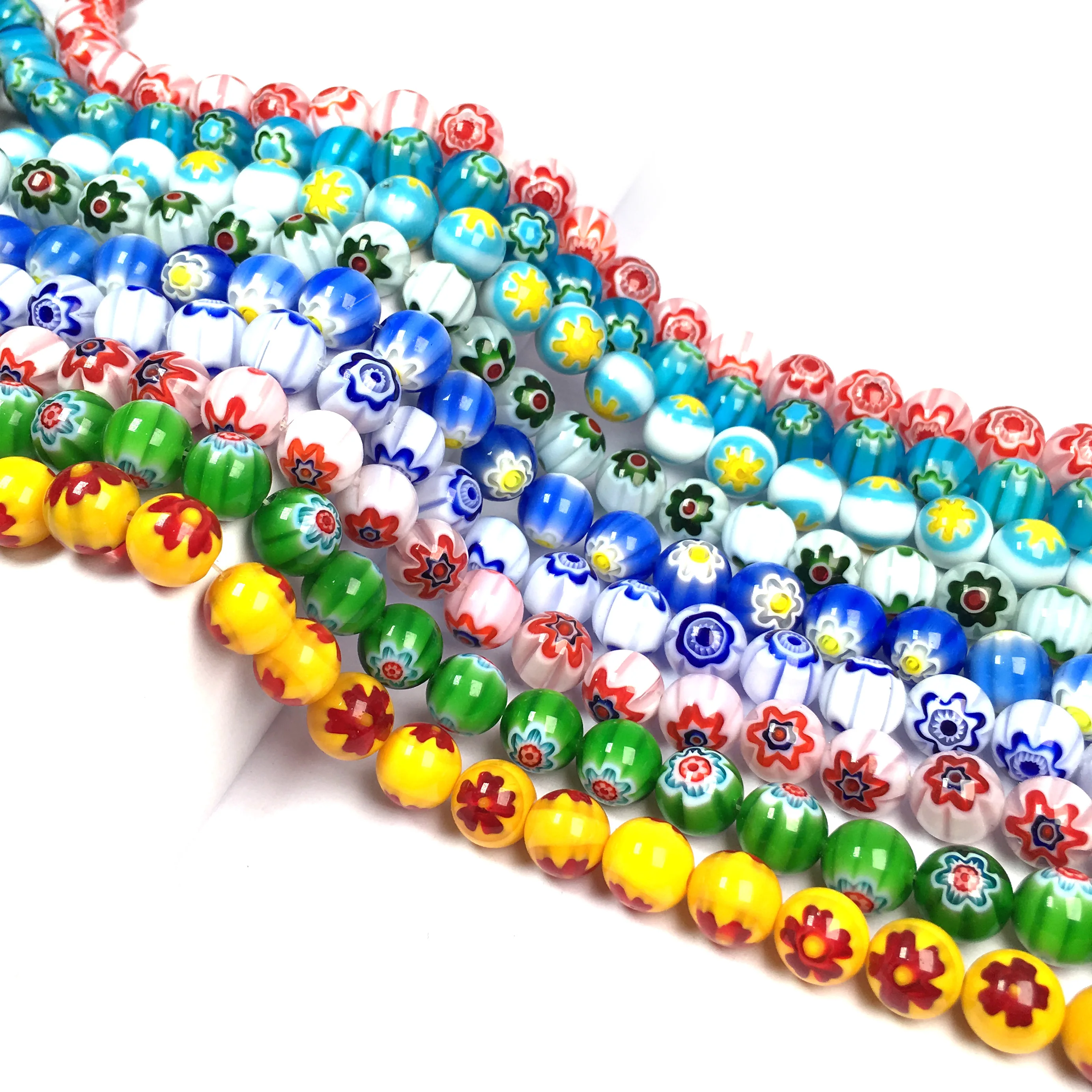 

High Quality Glass Stone Beads Multicolor Round 4/6/8/10/12mm Handmade Glass Beads for Jewelry Making & Diy Craft Necklace 38cm