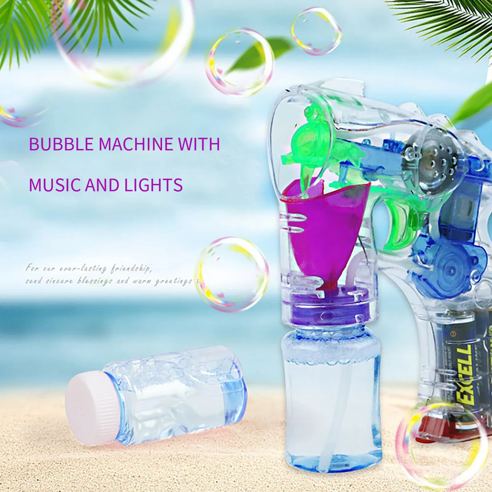 LED Bubble Blower Machine And Bubbles Liquid(70ml) For Children's Funny