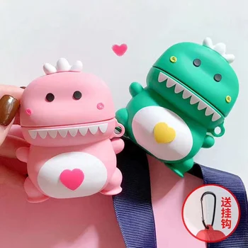 

For AirPods Case Cute 3D Cartoon Dinosaur Earphone Case For Apple AirPods 2 Soft Silicone Headset Protect Cover with Keychain