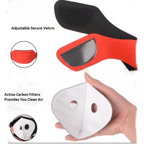 Workout Face Mask Cycling Dust Windproof Activated Carbon Mouth Muffle with Valve Filter Both for Women& Men