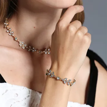 

electricity light luxury joker contracted item suit accessories ribbon leaf set auger collarbone chain bracelet