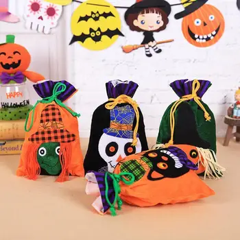 

Halloween Decoration Candy Bag Velvet Gift Bag Children's Ghost Festival Portable Pumpkin Witch Bag Party Supplies
