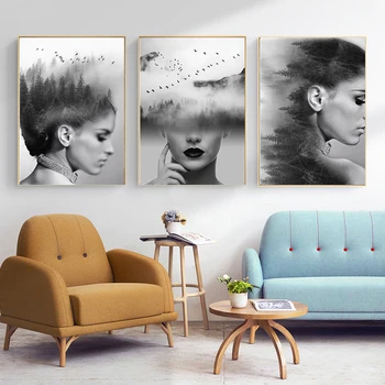 

Fashion Abstract Figure Beautiful Model Creative Wall Art Canvas Painting Nordic Posters And Prints For Living Room Decor