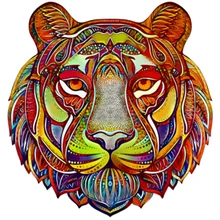 

New Rainbow Tiger Head Wooden Puzzle Unique Original Design Craft Excellent Couple Birthday Gift A3 A4 A5 3D Jigsaw DIY Toy