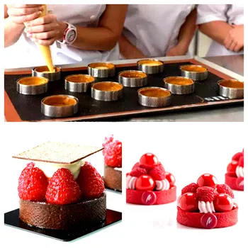 

TTLIFE Round Stainless Steel Cake Mould Strong and Sturdy DIY Art Deco Kitchen Baking Tools Easy Use Resuable Cake Tools