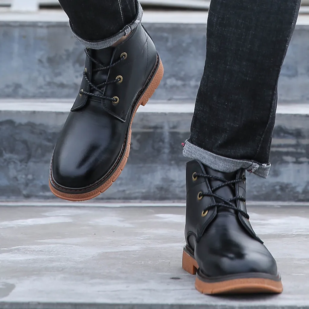 new men's Latin dance shoes modern dance hall tango shoes Round Toe Lace-Up Boots Business Shoes Flat Tango Shoes#g3