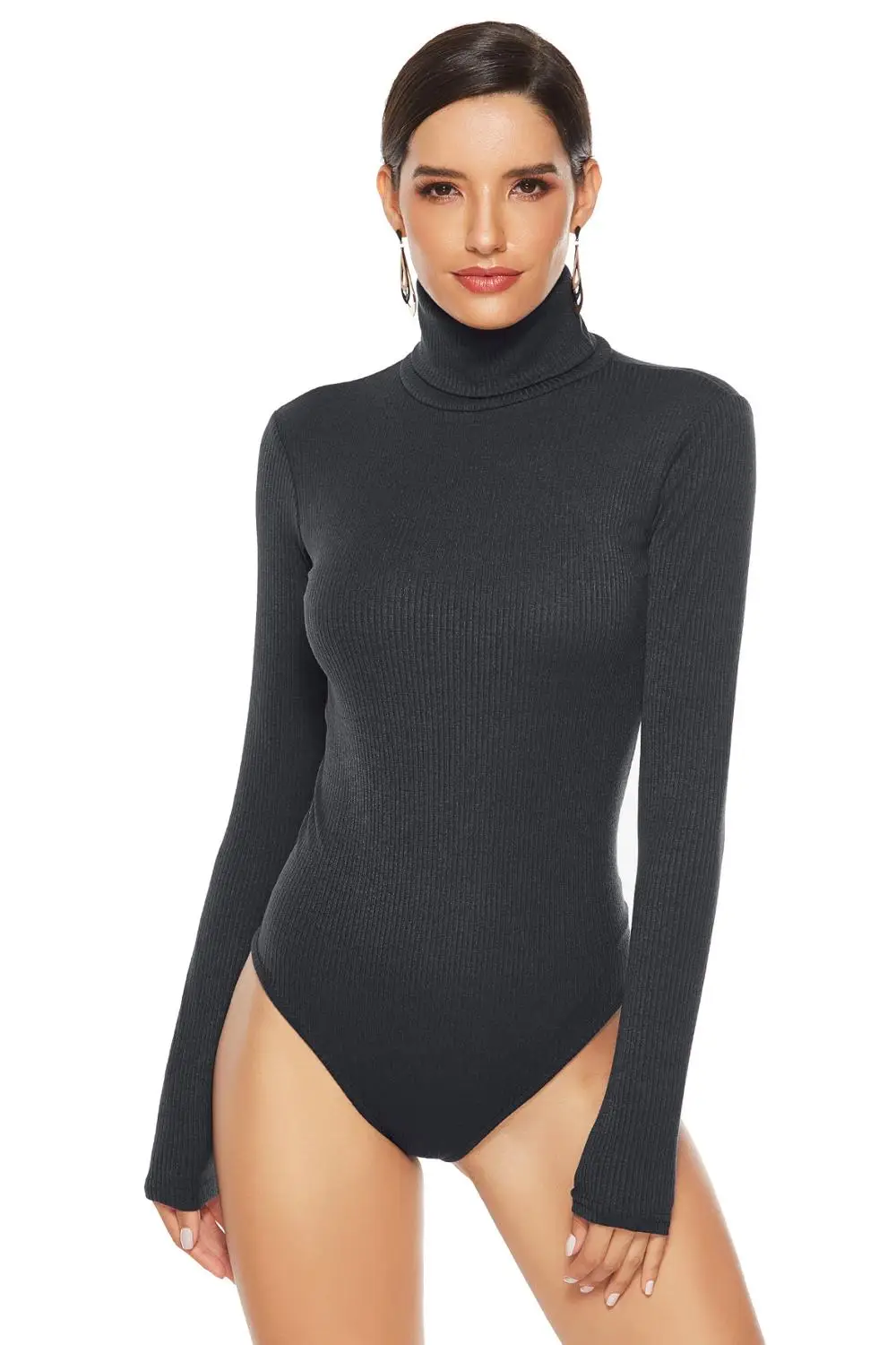 Bodysuit Long-Sleeve Body-Fall Casual Plus-Size Turtleneck Slim-Tops Basic Winter High-Neck