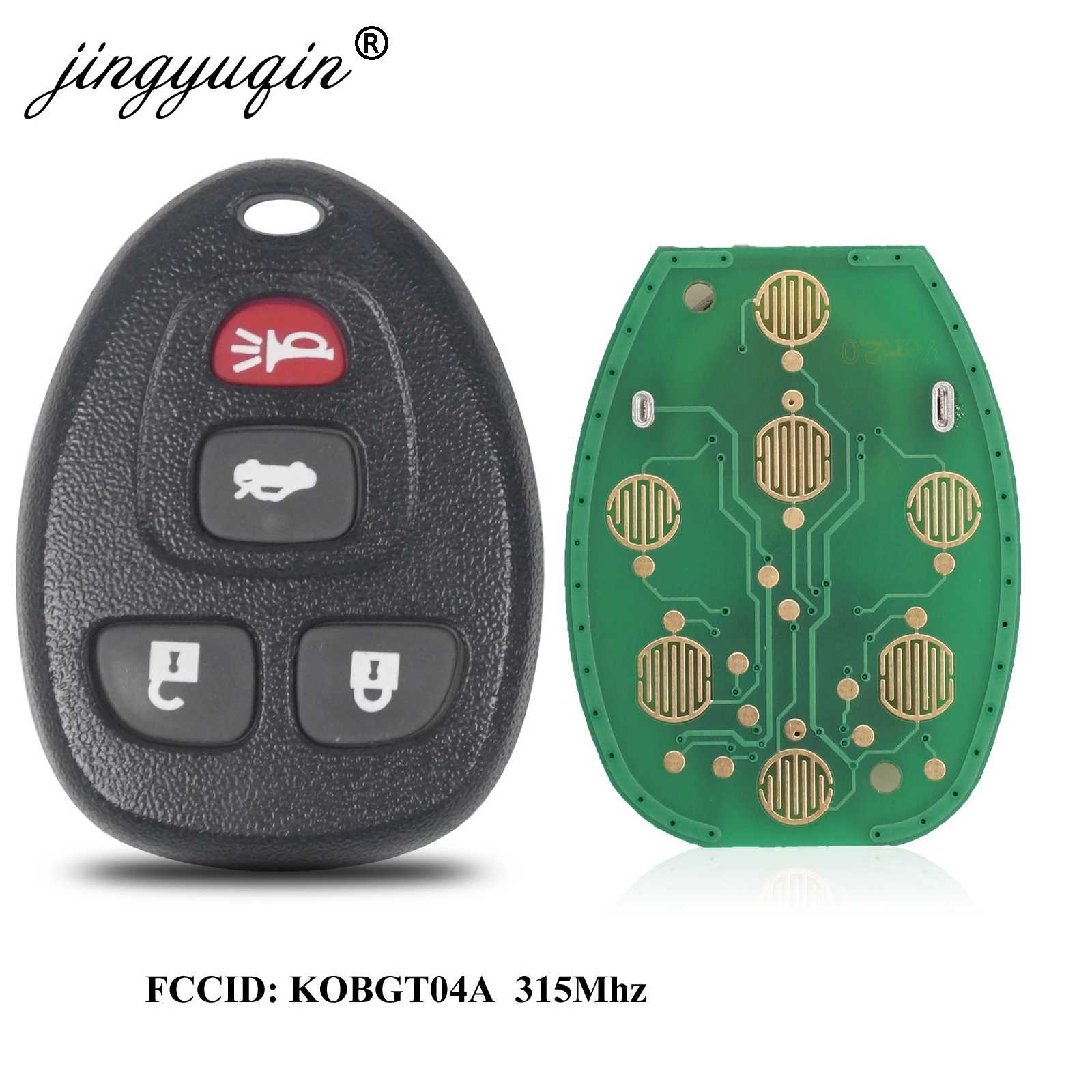 Jingyuqin 10 шт. KOBGT04A 4 кнопки 315 МГц дистанционный ключ для Chevrolet Cobalt Malibu Buick LaCrosse Pontiac G6