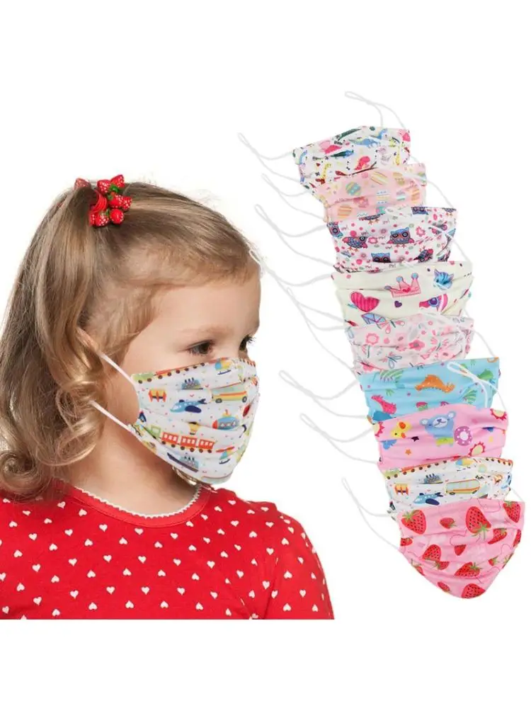 

2Pcs Kids Cartoon Protect Ears Elastic Buttons Headband with Dustproof Face Mask J78E