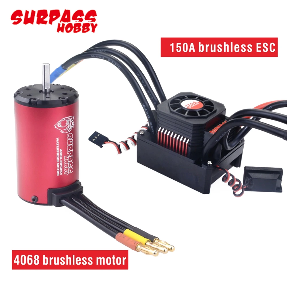 

Hot SURPASSHOBBY 4068 2050KV/2650KV Waterproof Brushless Motor with 120A/150A Brushless ESC for 1/8 RC Drift Racing Car