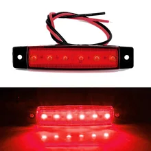Feu de signalisation latéral rouge étanche à 6 LED, 2 pièces, feu arrière pour camion, remorque, bateau, camping car 
