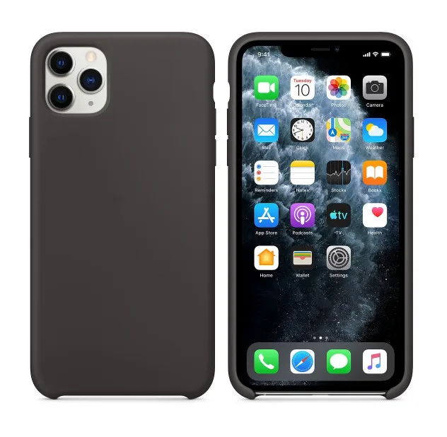 Силиконовый чехол для iPhone 7 8 6 6s Plus, жидкий силиконовый чехол, чехол для iPhone X Xs 11 Pro Max XR - Цвет: Black