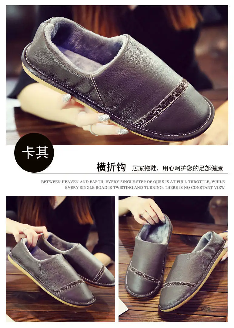 Genuine leather shoes for men home slippers flat natural rubber slippers male High quality unisex fur shoes chaussures hommes