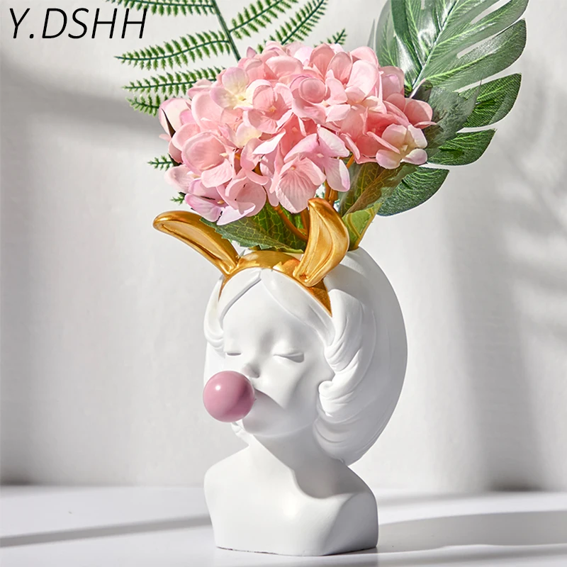 

Y.DSHH Mini Creative Nordic Style Resin Flower Vase Decoration Home Decorative Vases For Flowers Pot Small Vintage Table Vase