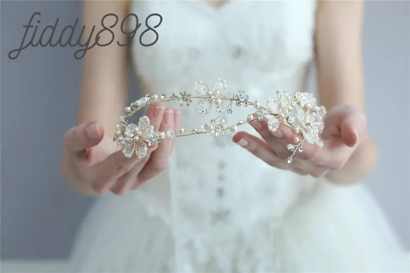 Ручной работы жемчуг цветок свадебные аксессуары для волос Принцесса Корона невесты головные уборы подруги подарки свадебные шиньоны для женщин