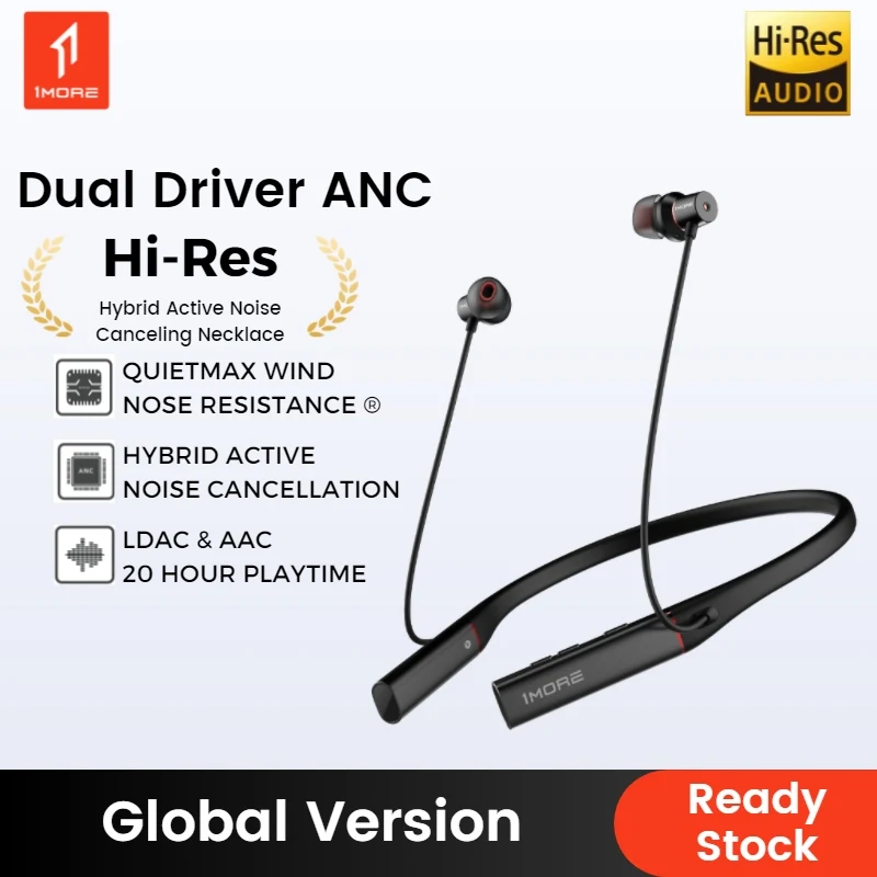 1MORE EHD9001BA Hi-Res ANC Neckband Wireless Headphones Bluetooth 5.0 Active Noise Canceling Headset AAC LDAC 20H Playtime | Электроника