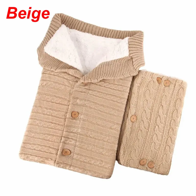 Beige 2PCS Baby Stroller Wrap Stroller gloves Set Baby Fleece Blanket Swaddle with Stroller Hand Muff Hands Warmer Sleepsacks - Цвет: Beige