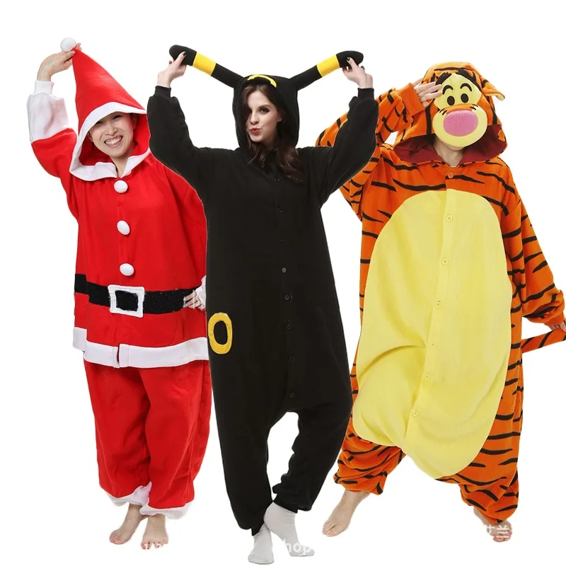 

High quality Polar fleece Adults animal Pajamas Panda tiger womens Sleep Onesie cosplay winter Pijama Onesies Pyjamas