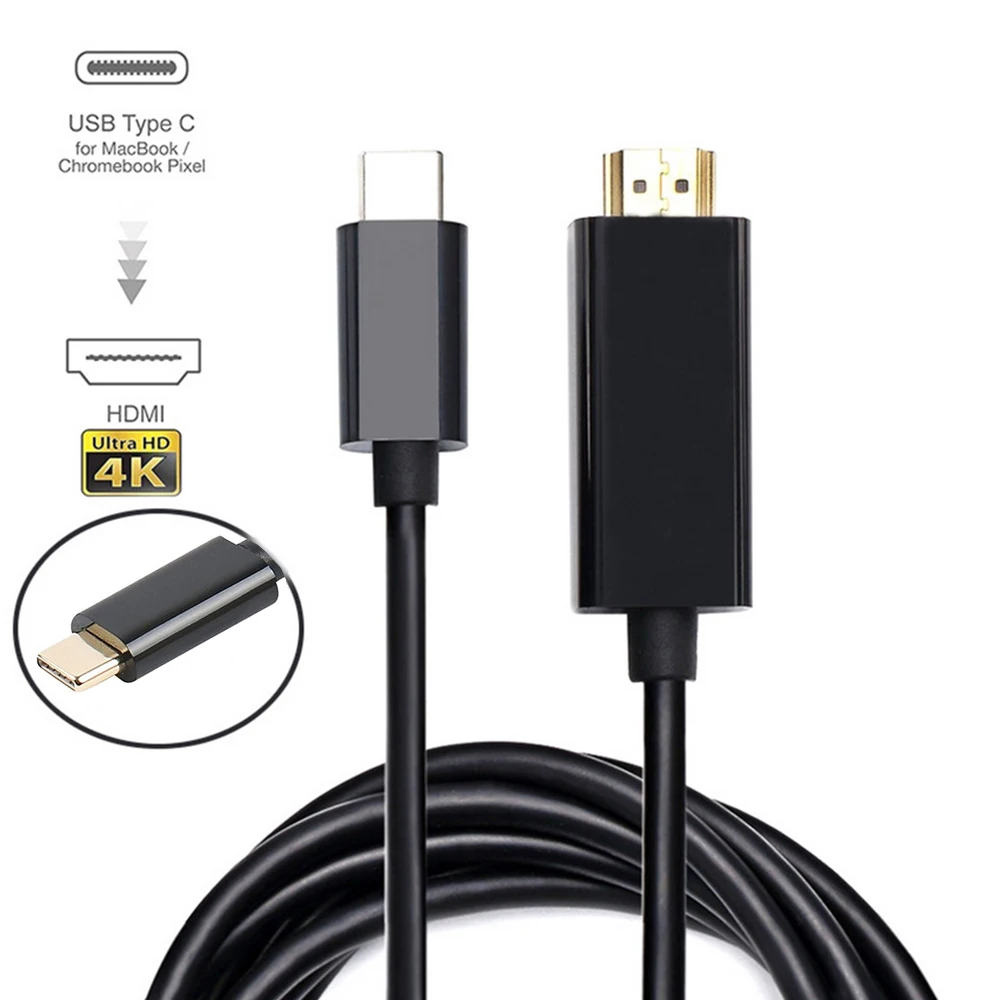 Кабель type c к HDMI USB C USB 3,1 к HDMI Кабель 1,8 M USB 3,1 к HDMI Поддержка 4K* 2K 1,8 метров USB C HDMI кабель для MacBook Pro