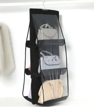 

6 Pocket Foldable Hanging Sorting Bag 3 Layers Folding Sundry Hanger Black