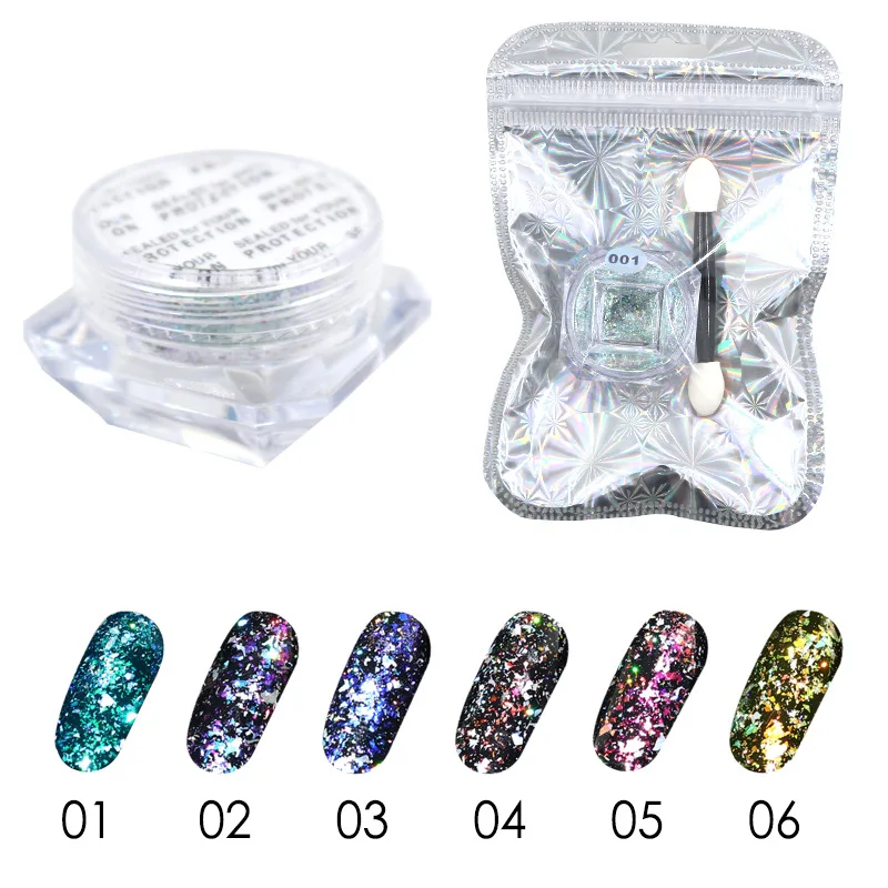 Хамелеоновые хлопья для дизайна ногтей 1 коробка лазерные волшебные зеркальные