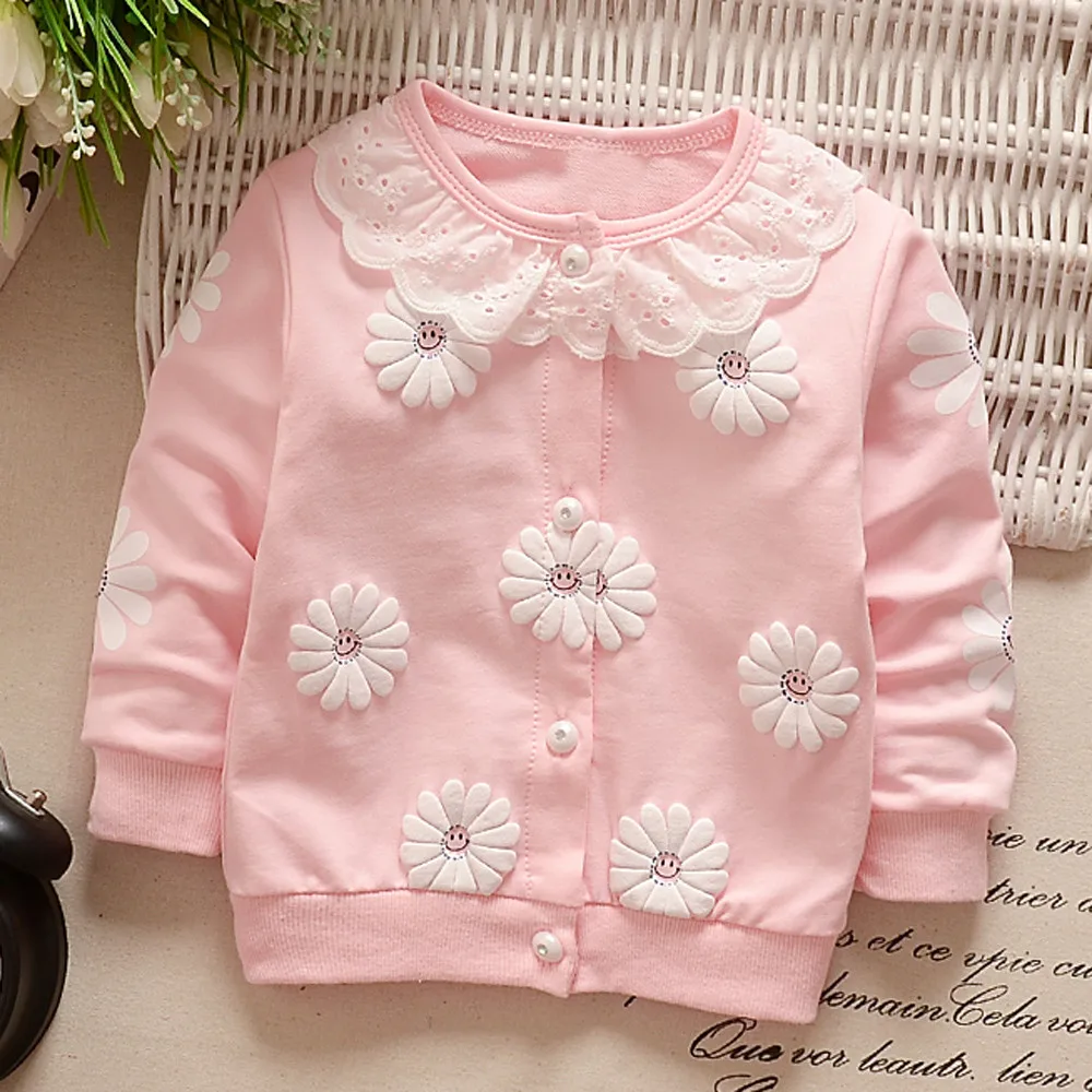 

Children's Autumn Spring Coats Toddler Girls Kids Solid Chrysanthemum Thin Casual Coat Outerwear Cardigan Cute Clothes