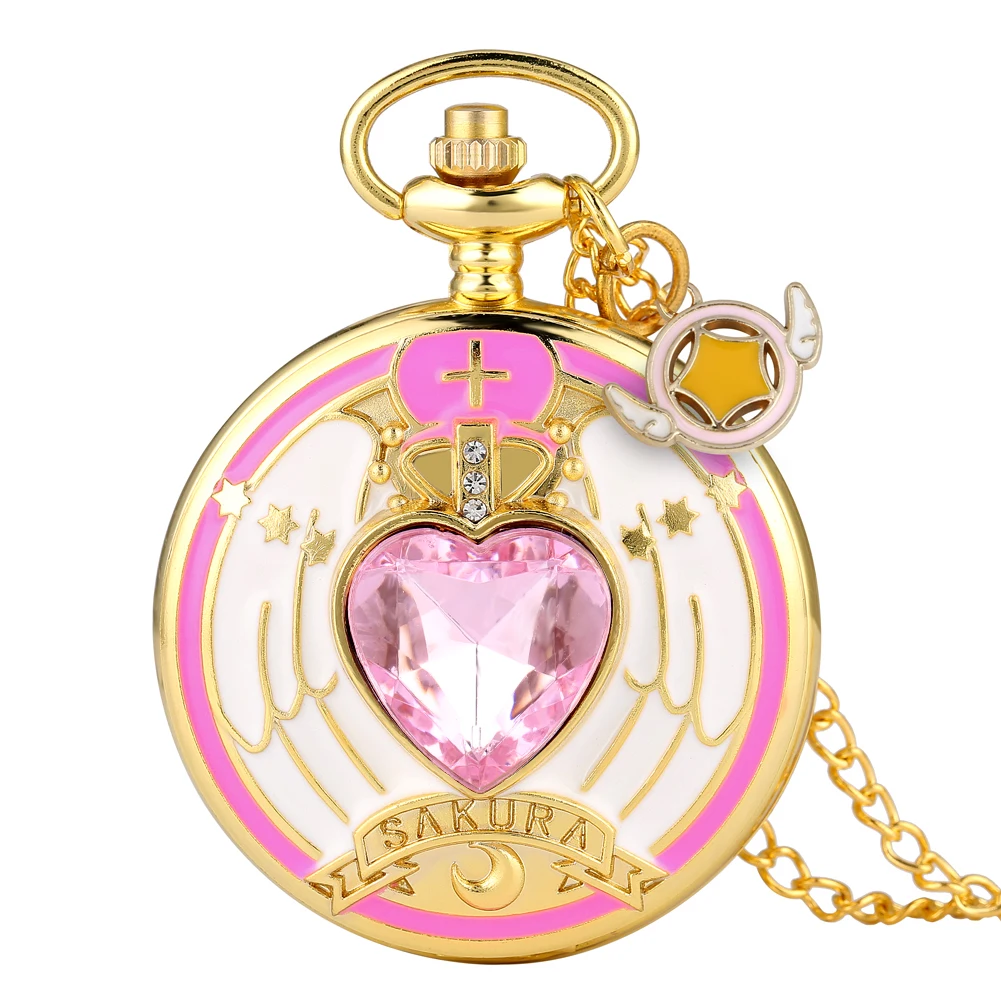 

Pattern Dial Pocket Watch for Girls Accurate Quartz Pocket Watches for Student Gold Slim Chain Pendant Watch for Teens