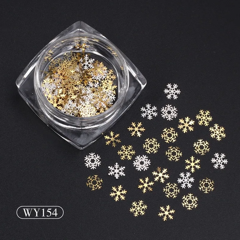 1 коробка смешанные рождественские хлопья гвоздь блестки ультра тонкий металл золото Снежинка 3D украшения для ногтей