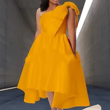 

African Dress Women's Big Bow One Shoulder Irregular Collar Sexy Party Club Dress Fashion Puls Size African Dresses For Women