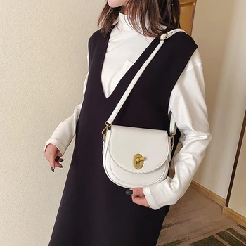 

Women PU Leather Casual Shoulder Saddle Bag Female Small Travel Messenger Bags Simple Shoulder Messenger Bag