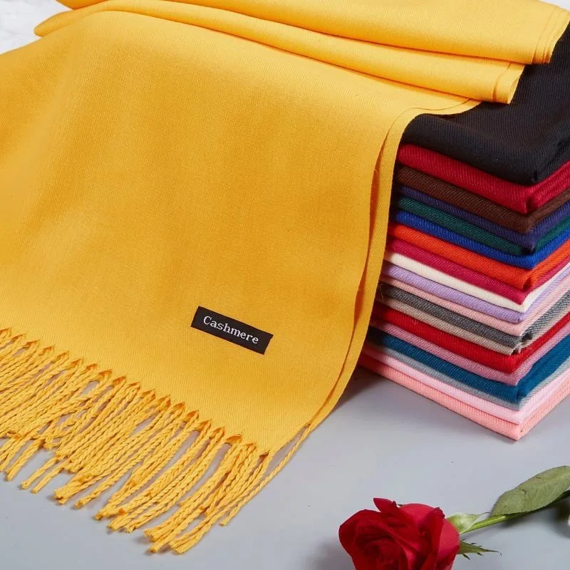 

Solid Color Cashmere Scarf Women's Autumn and Winter Warm Tassel Shawl Student Dual Purpose Long Annual Meeting Customized