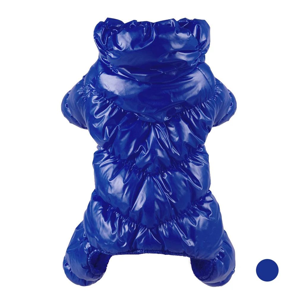 Blue Зимние куртки для собак Комбинезоны для животных мопса с четырьмя ножками одежда Цвет Рождественская одежда для малых и средних собак собаки чихуахуа - Цвет: Blue