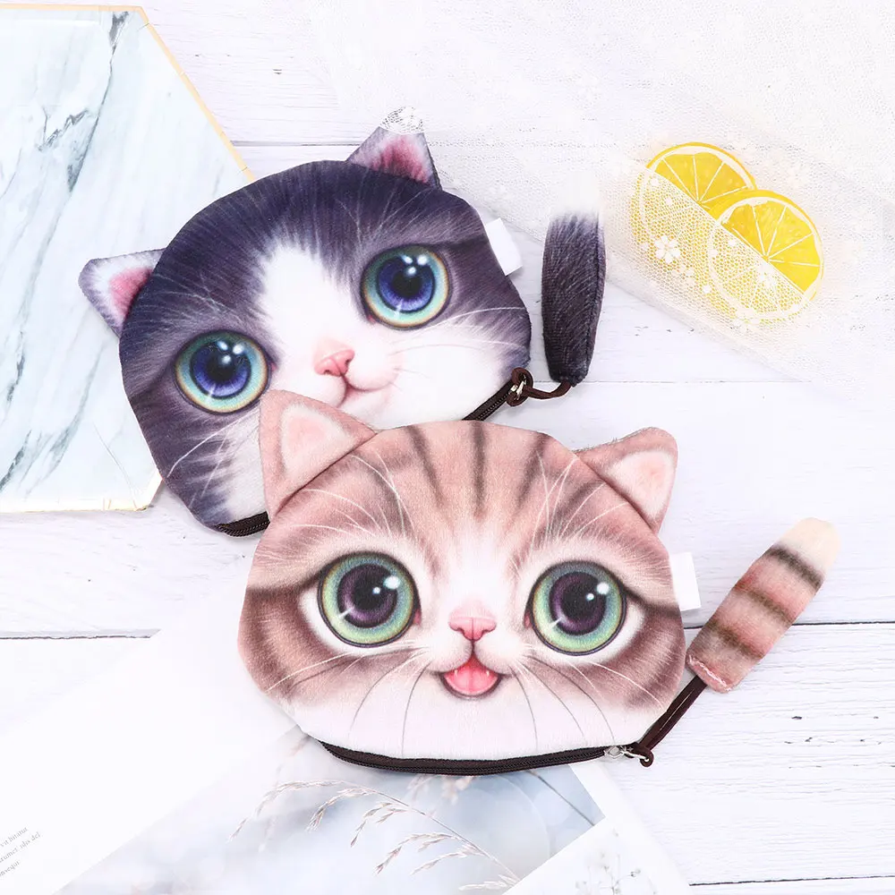 Мультяшные Мини кошельки милый, с кошками, животными детская сумочка для девочек Повседневное бумажник с застежкой-молнией для девочек кошелек для мелочи держатель для карт