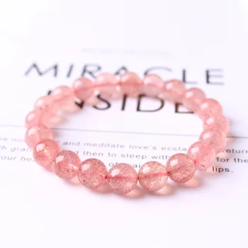 

Natural stone red strawberry crystal bracelet, old material strawberry spar, ladies gem energy jewelry, exquisite gift