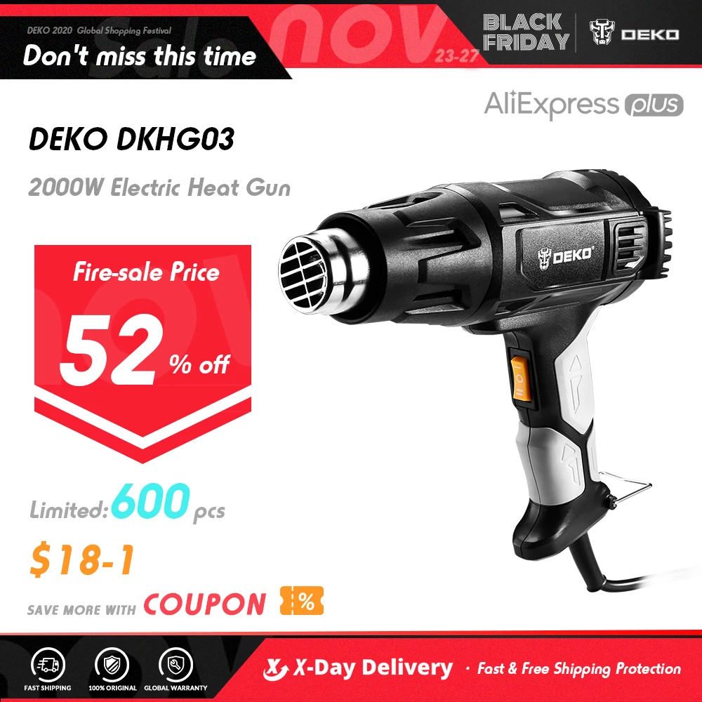 Термопистолет DEKO DKHG02 220 В 2000 Вт|Термофены| |