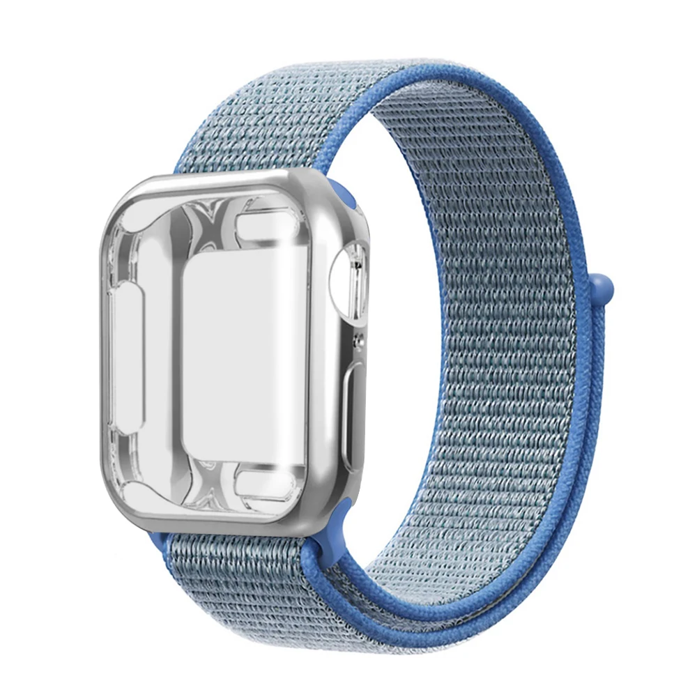 Для случая с нейлоновым ремешком Apple смотреть 5/4/3/2/1 42 мм 38 мм Pulseira Band для iwatch 40 мм 44 мм спортивный браслет - Цвет ремешка: Lake blue